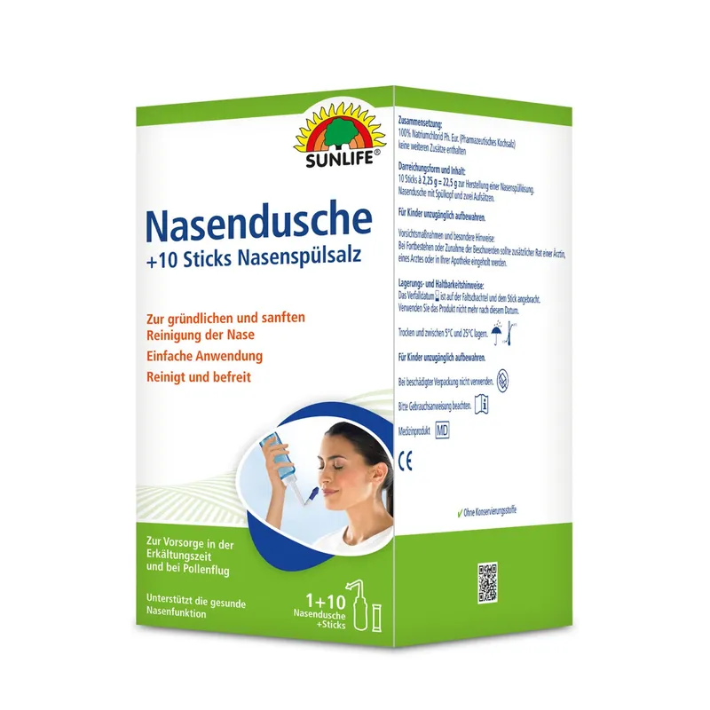 SUNLIFE Nasendusche & Nasenspülsalz (10 Sticks)