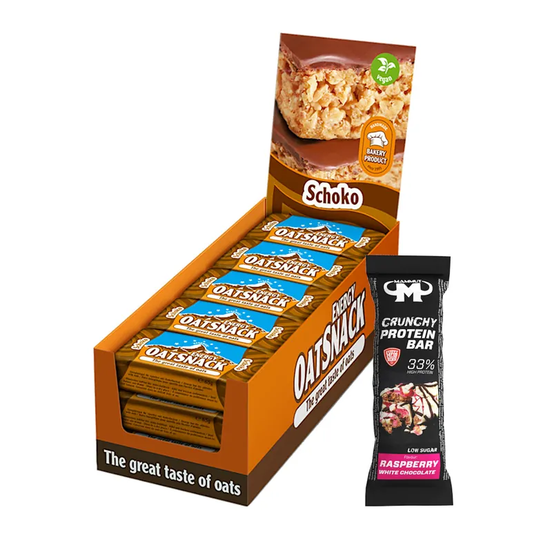 15 x 65 g Oat Snack Bundle Protein Bar (Raspberry White Chocolate) / Schoko