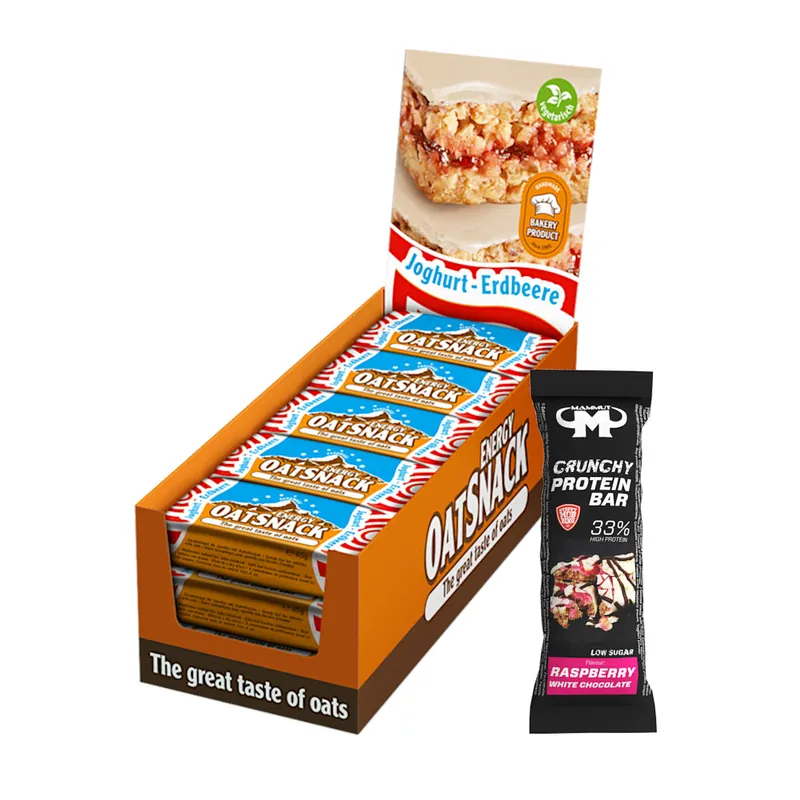 15 x 65 g Oat Snack Bundle Protein Bar (Raspberry White Chocolate) / Joghurt-Erdbeere