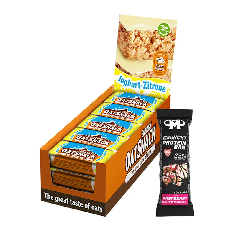15 x 65 g Oat Snack Bundle Protein Bar (Raspberry White Chocolate) / Joghurt-Zitrone