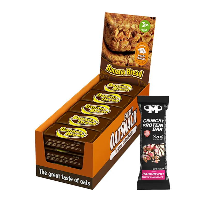 15 x 65 g Oat Snack Bundle Protein Bar (Raspberry White Chocolate) / Banana Bread