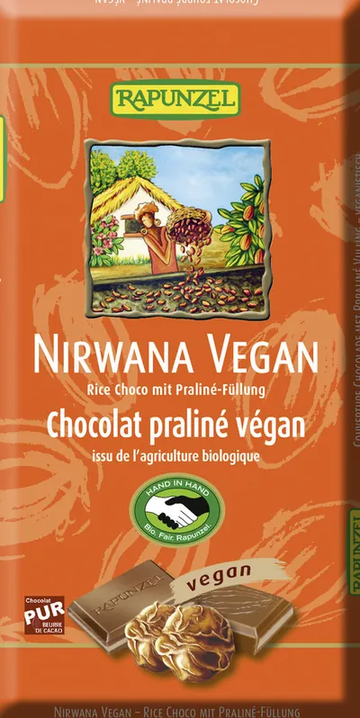 Nirwana vegane Schokolade mit Praliné-Füllung bio (100g)