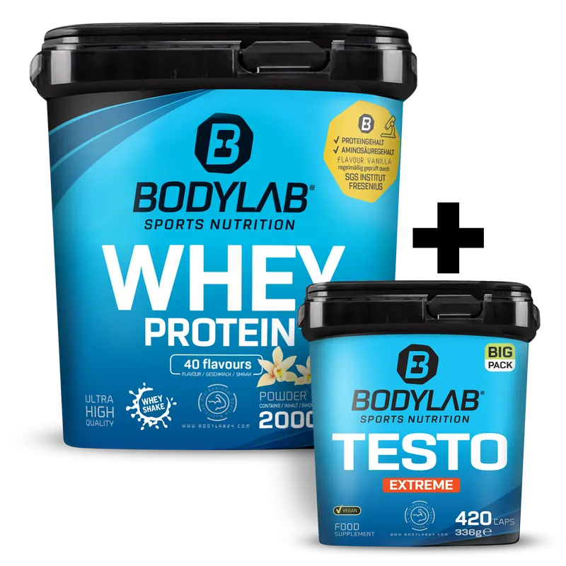 Whey + BIG PACK Testo Extreme 2.0 (420 Kapseln)