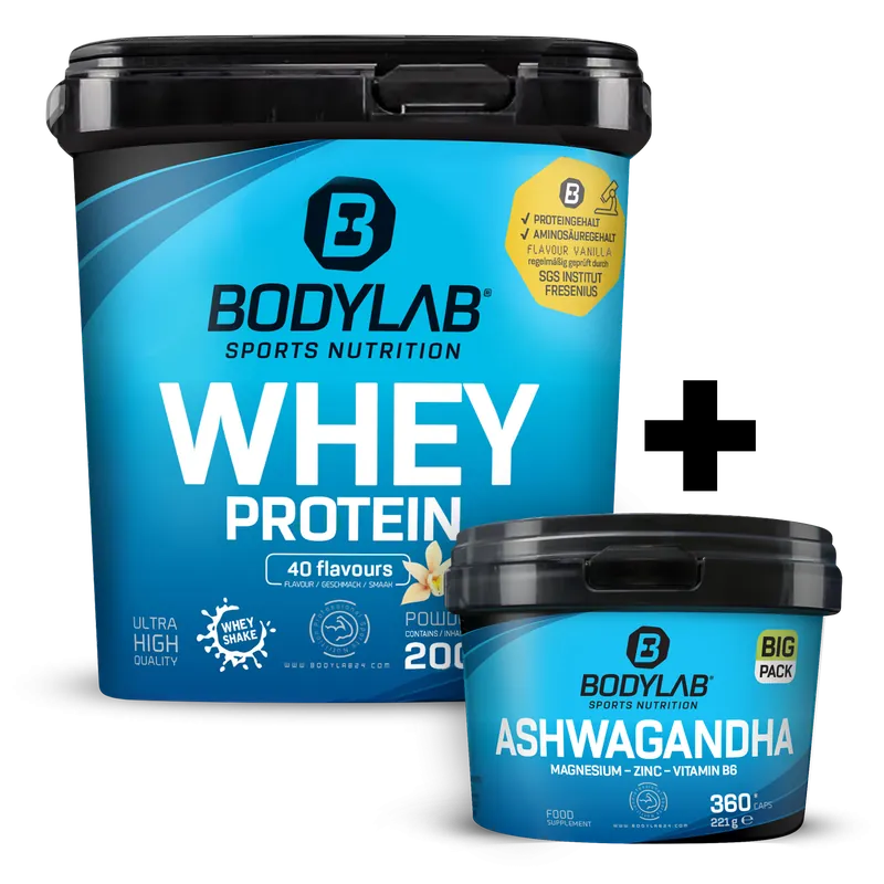 Whey + BIG PACK Ashwagandha (360 Kapseln)