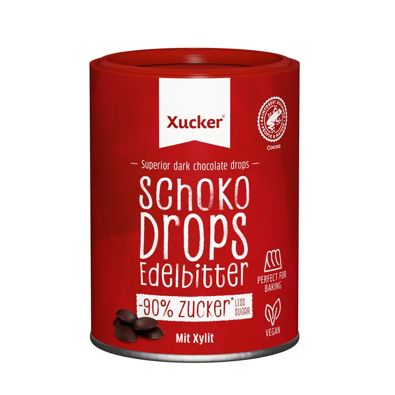 Vegane Schokodrops Edelbitter mit finnischem Xylit (200g)