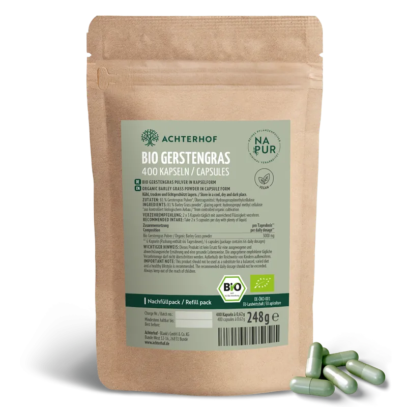 Bio Gerstengras Kapseln Nachfüllpack (400 Kapseln)