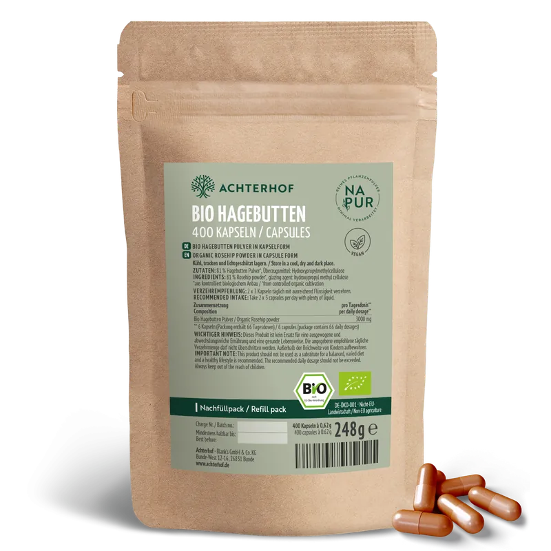 Bio Hagebutten Kapseln Nachfüllpack (400 Kapseln)