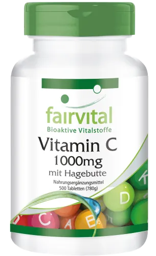 Vitamin C 1000mg mit Hagebutten (500 Tabletten)