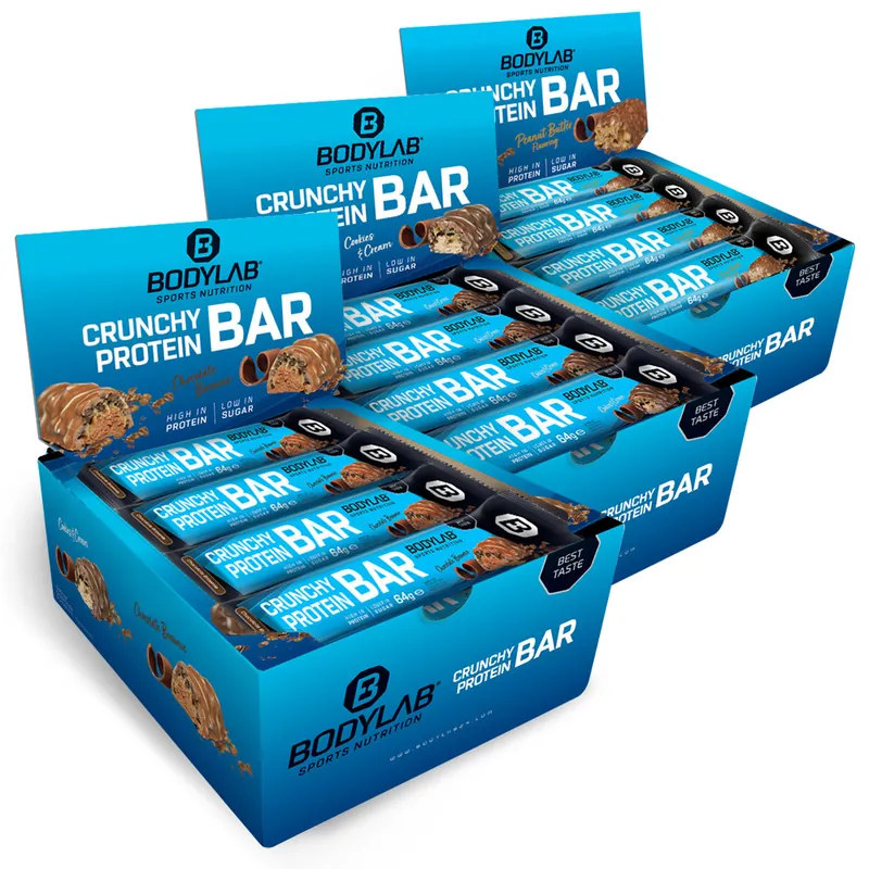 BODYLAB 3 x Crunchy Protein Bar (je 12x64g) – 768g