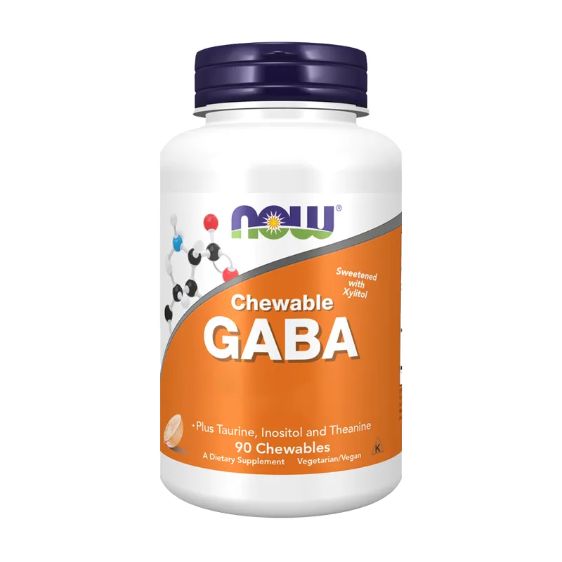 GABA Orange Flavor Chewable Tablets - NOW Foods