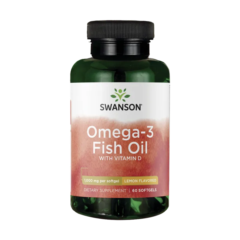 Omega-3 Fish Oil with Vitamin D, 1000mg, Lemon Flavour