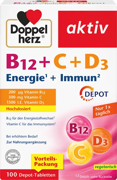 B12 + C + D3 Energie + Immun Tabletten 100St, 110 g