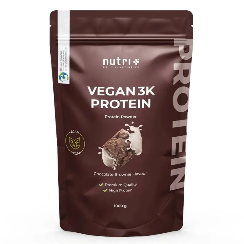 Nutri+ Vegan 3K Protein 1000g Schokolade-Brownie