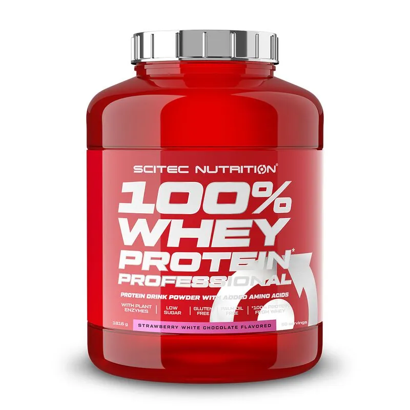 Scitec Nutrition 100% Whey Protein Professional 1816g Erdbeere weiße Schokolade – Scitec Nutrition 100% Whey Protein Professional 18