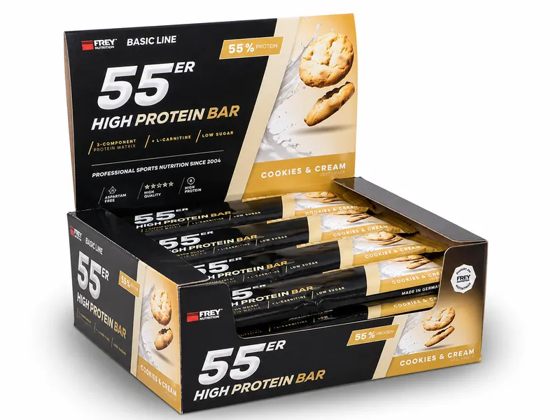 55ER - HIGH PROTEIN BAR Cookies & Cream / 20 x 50g Riegel