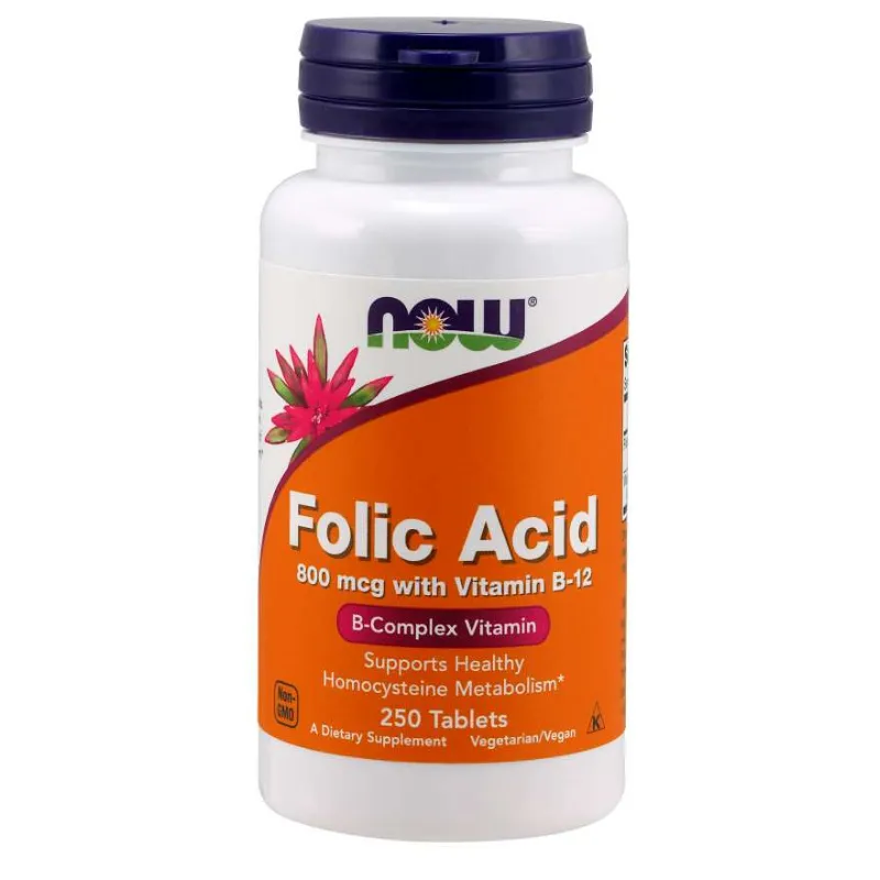 Folsäure 800 mcg mit Vitamin B-12 - NOW Foods