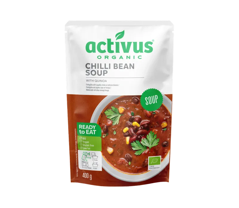 Organic vegan chilli bean soup with quinoa - Activus