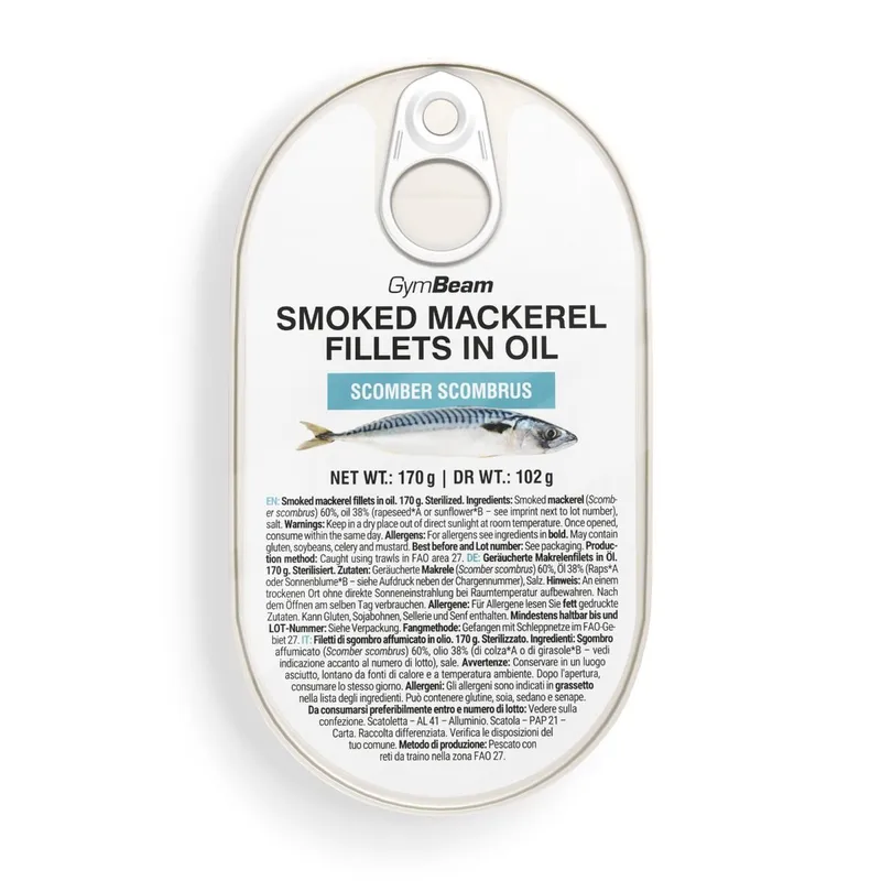 Smoked mackerel fillets in oil - GymBeam 10 x 170 g GymBeam 10 x 170 g