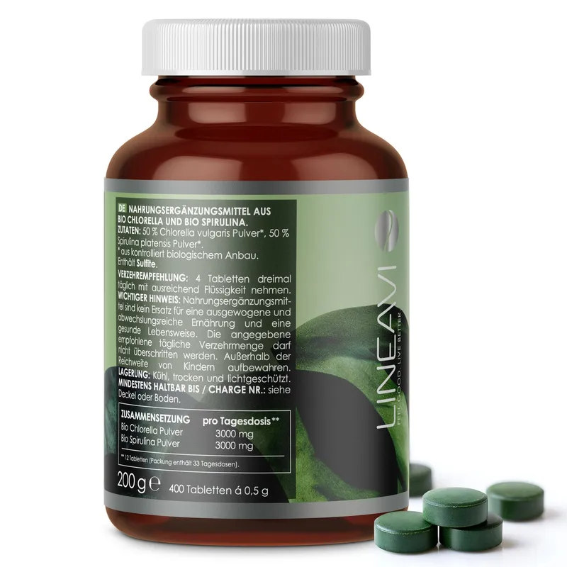 Bio Spirulina & Chlorella (400 Tabletten)