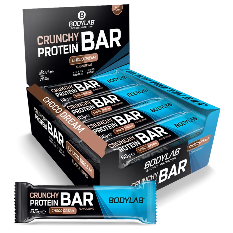 BODYLAB Crunchy Protein Bar Deluxe (12x65g) Kokos-Caramel – 780 g