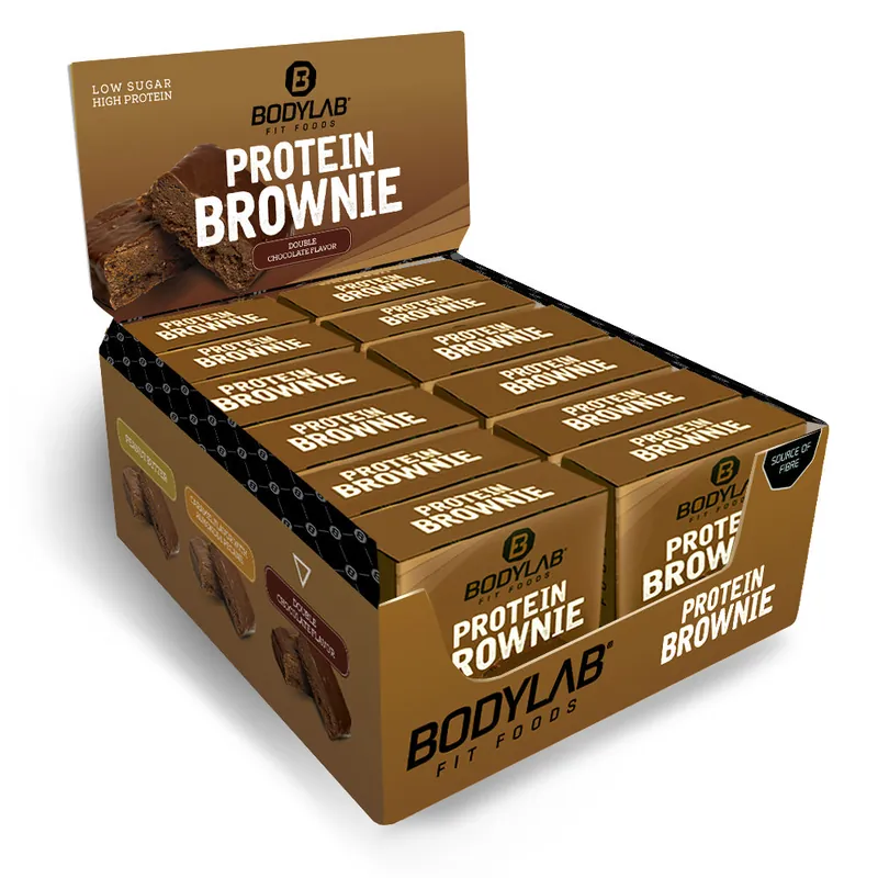 BODYLAB Protein Brownie (12x50g) Caramel + Mandeln und Pekannüsse – 600 g