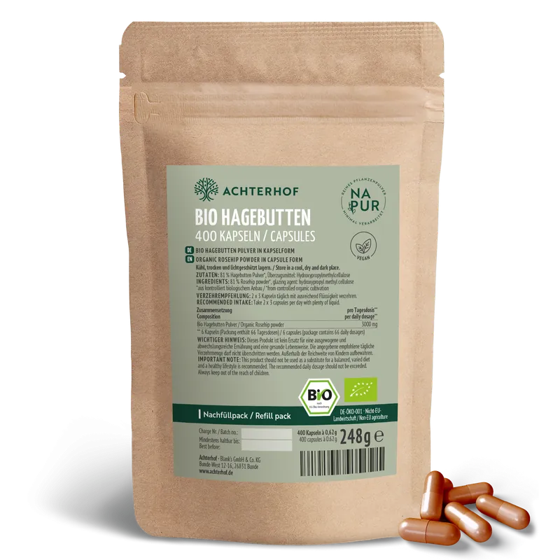 Bio Hagebutten Kapseln Nachfüllpack (400 Kapseln)