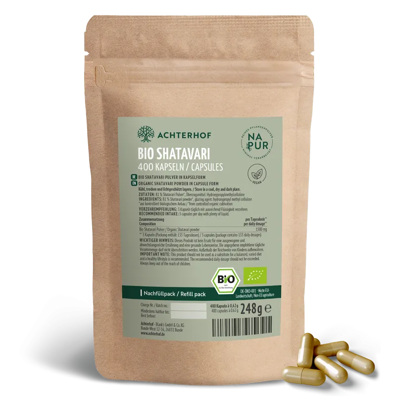 Bio Shatavari Kapseln Nachfüllpack (400 Kapseln)
