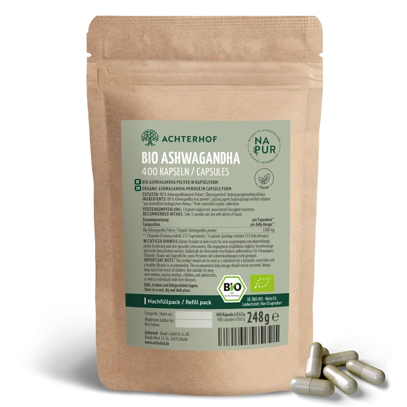 Bio Ashwagandha Kapseln Nachfüllpack (400 Kapseln)