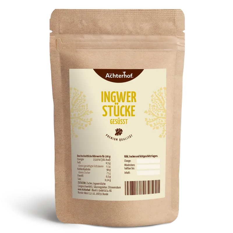 Ingwerstücke getrocknet & gesüßt (1000g)