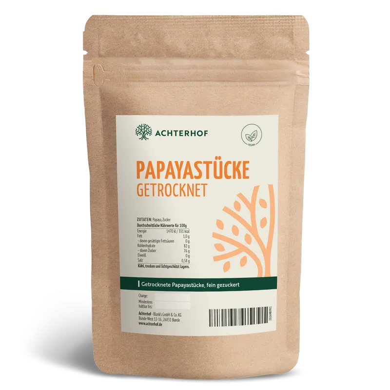 VOM ACHTERHOF Papayastücke getrocknet – 500g