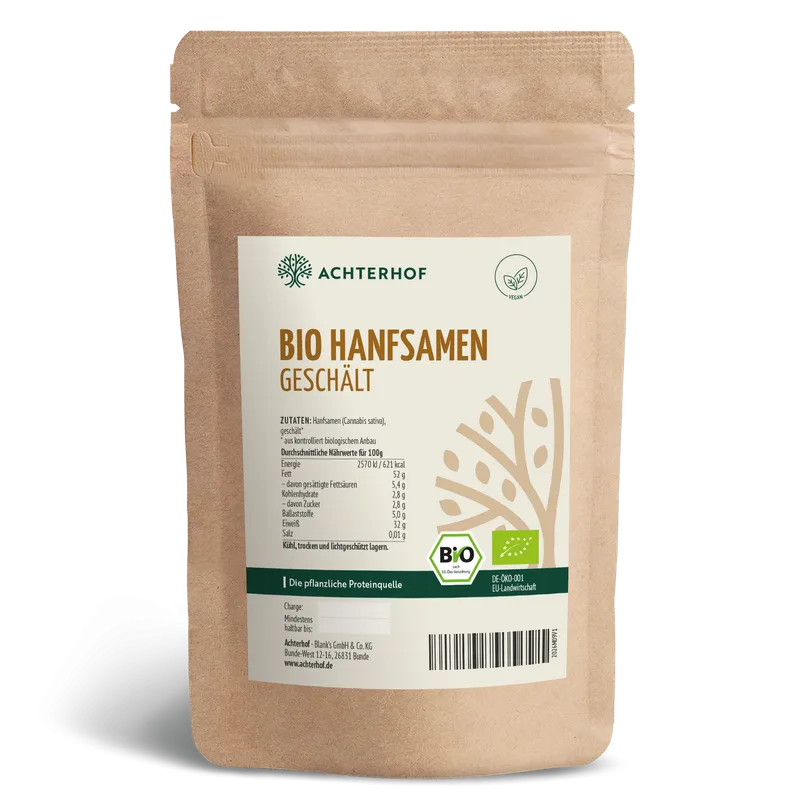 VOM ACHTERHOF Hanfsamen geschält Bio – 500g