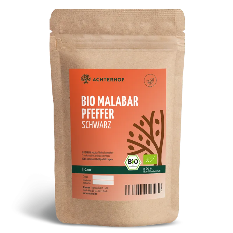 VOM ACHTERHOF Malabar Pfeffer schwarz ganz Bio – 500g