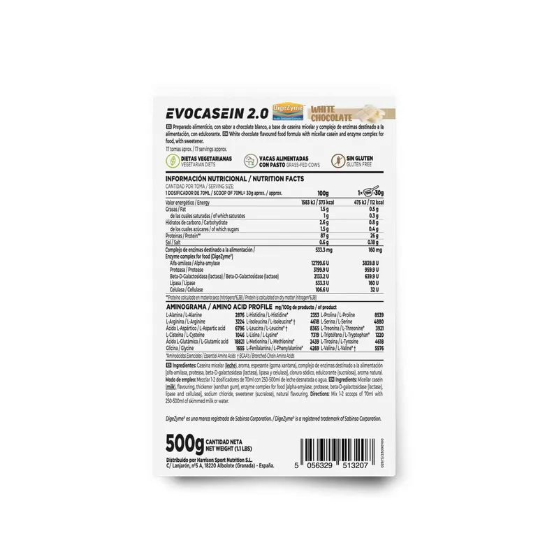 Evocasein 2.0 (micellar casein + DigeZyme®) - 500 g - White Chocolate White Chocolate 500 g