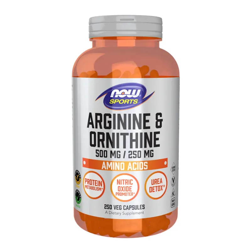 Now Foods L-ARGININE + L-ORNITHINE 500mg/250mg – 50 g