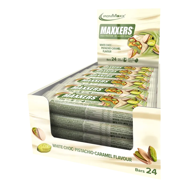 Maxxers (24x49g) - White Choc Pistachio Caramel