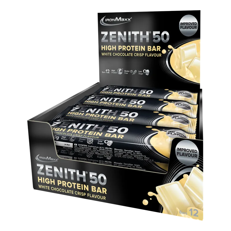 ZENITH® 50 Protein Riegel (12x100g) - Weiße Schokolade Crisp