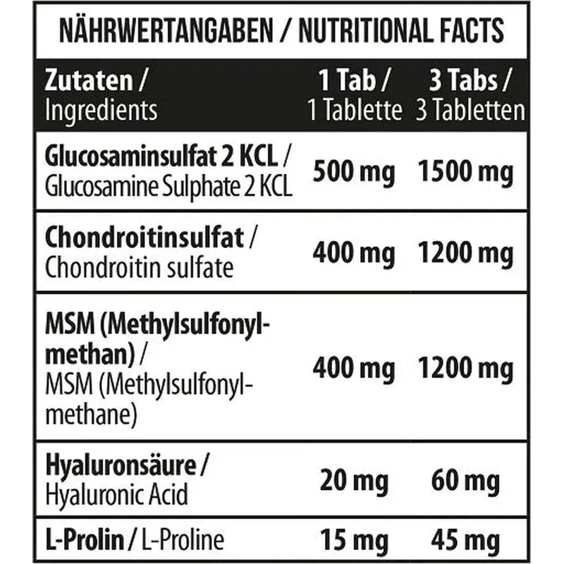 Glucosamine Chondroitine MSM + HYALURON - 90 Tabl.