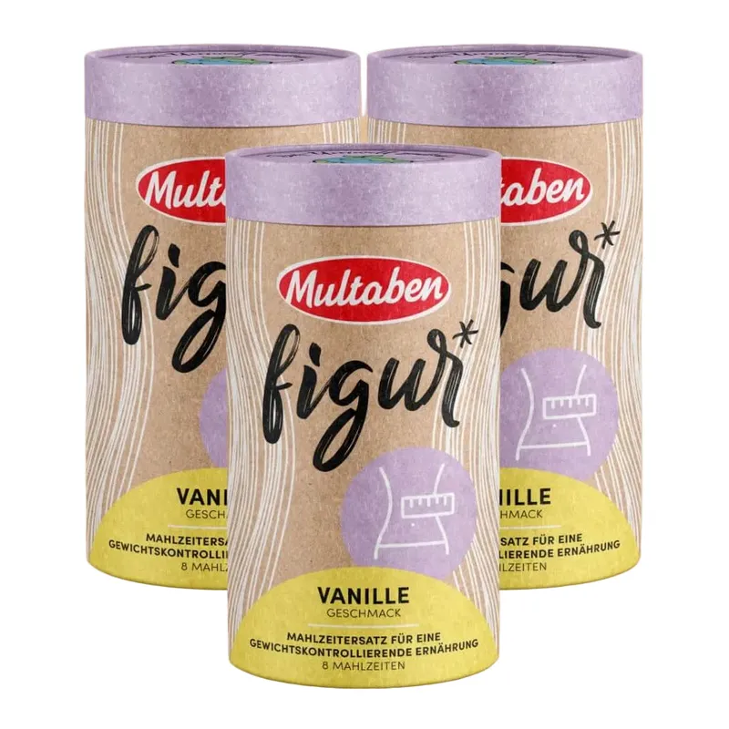Multaben Mahlzeitenersatz | 3x440g Vanille Figur Shake (Artikel mit verkürzter Haltbarkeit)