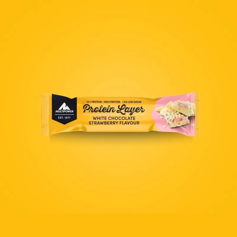 Karton Layer Proteinriegel Weiße Schokolade & Erdbeere (18x50g)