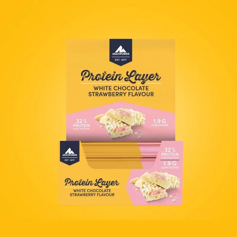 Karton Layer Proteinriegel Weiße Schokolade & Erdbeere (18x50g)