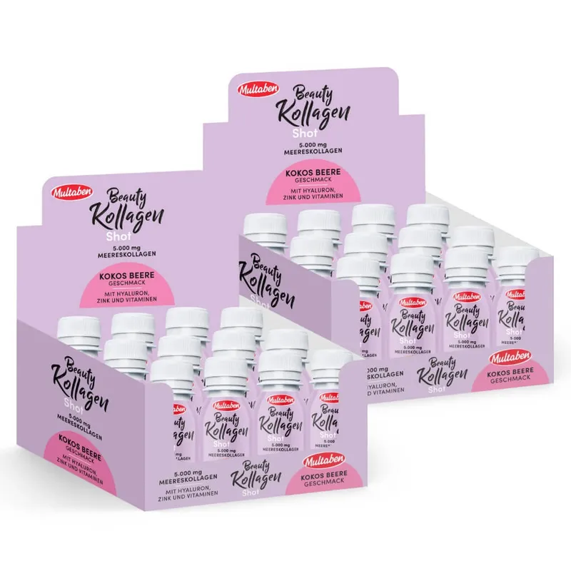 Monatskur Multaben Beauty Collagen Shot Kokos Beere - Ideal für Haut, Haare & Nägel
