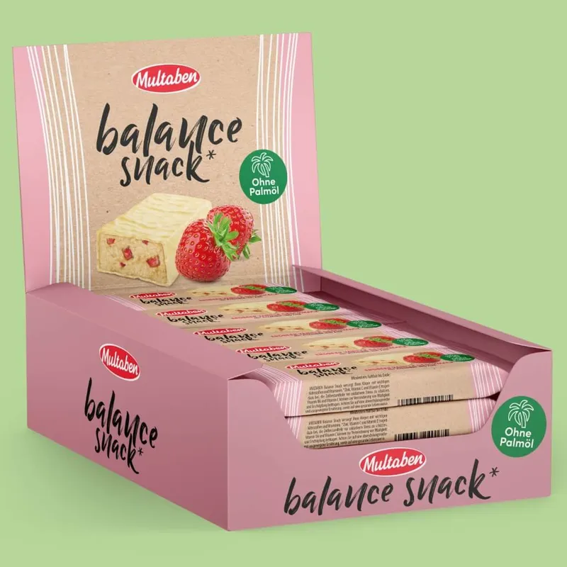 18x38g Multaben Balance Snack Erdbeer-Vanille | 38g ohne Palmöl
