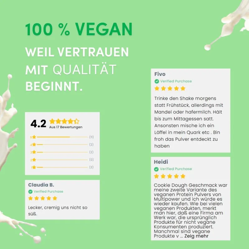 Vegan Vanille Protein Shake (420g) High Proteinpulver, 100% Vegan