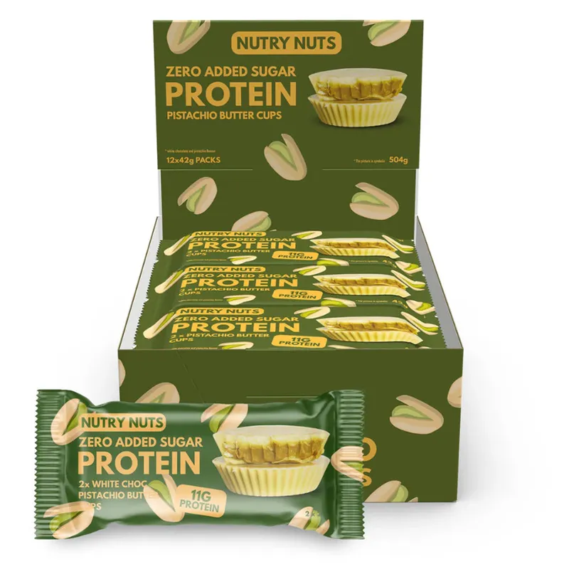 Nutry Nuts Pistazienbutter-Cups – White Chocolate Pistachio (12 x 42 g)