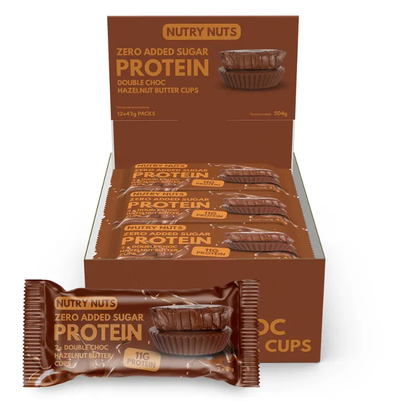 Nutry Nuts Haselnussbutter-Cups – Double Chocolate Hazelnut (12 x 42 g)