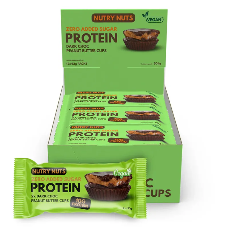Nutry Nuts Erdnussbutter-Cups – Dark Chocolate Vegan (12 x 42 g)