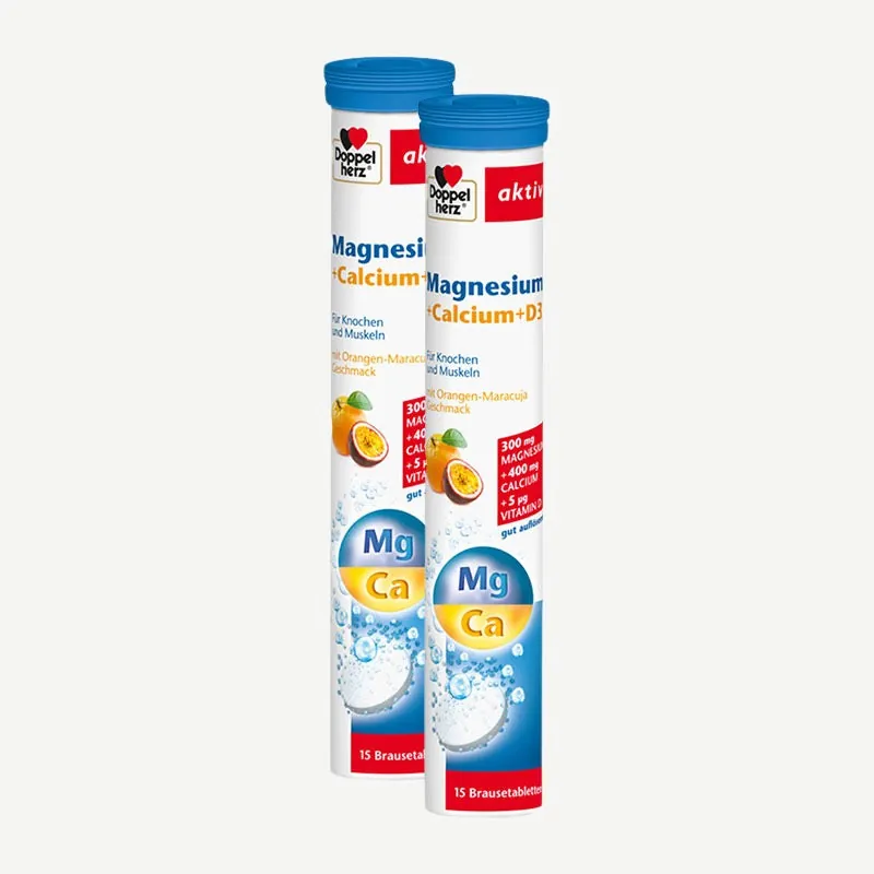 Doppelherz Magnesium + Calcium + D3 Brausetabletten – 15 Brausetabletten