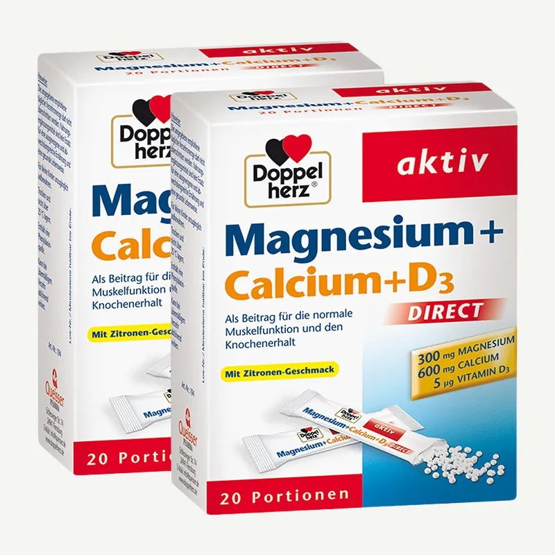 Doppelherz Magnesium + Calcium + D3 Direct – 2 x 20 Beutel