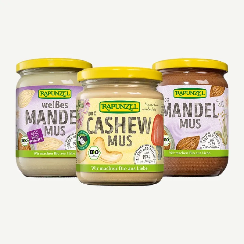 RAPUNZEL Bio weißes Mandelmus + Mandelmus + Cashewmus