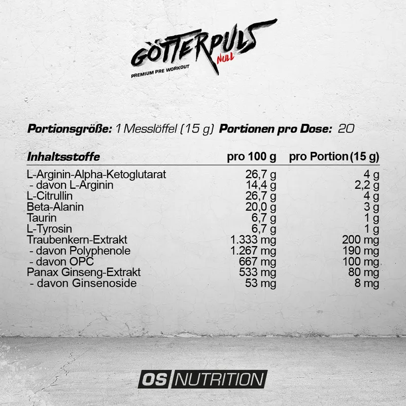 Götterpuls NULL - Pre Workout (koffeinfrei)
